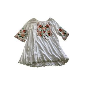 Embroidered White Midi Dress